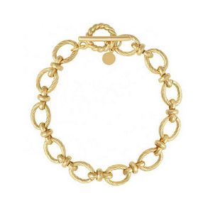 Niestandardowe 18K Pozłacane T-Bar Gold Chunky Toggle Chain Bransoletka Niestandardowe Mosiądz Kobiety Jewelry Dostosowane