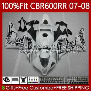 OEM BODY FÖR HONDA CBR 600RR CBR600 RR F 5 2007-2008 Bodywork 70No.17 Hot CBR 600 RR CC F5 600F5 600CC 2007 2008 CBR600F5 CBR600RR 07 08 Injektionsformgräs Glänsande vit