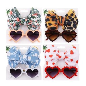 2PCS/Pack Baby Headband Heart Sunglasses Kids Headwear Baby Girl Hair Accessories Beach Pography Props Toddler Head Bands 211023