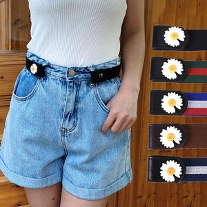 Belts Fashion Women Elastic Free Punch Belt Without Buckle Ladies Jeans Flower Japanese Invisible Extensible Girls Easy