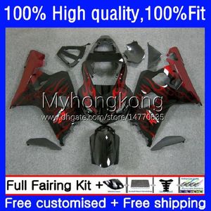 Red Flames Injection Mote Fairings för Suzuki GSX-R750 K4 750cc GSXR600 GSXR-750 04-05 20NO.18 GSX-R600 GSXR 600 750 CC 04 05 600CC GSXR-600 GSXR750 2004 2005 OEM Bodys