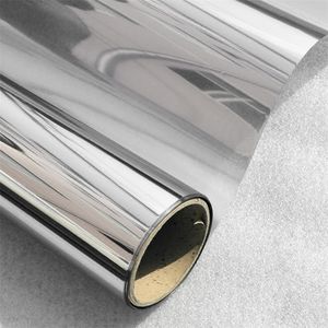 40/50/60 cm x 400cm One Way Mirrored Window Film Solar Reflective glass sticker Silver Layer Tint Room Building Decor wallpaper 210317