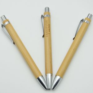 Stock Promplication Marketing Bamboo Ball Pen High Quality Logo Engrave Natural Custom Eco Friendly Blank Wood Presenter