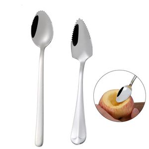 Spoons Creative Long Handle Colher Bebê De Aço Inoxidável Com Borda Serrilhada Mel de frutas Maçã Puree Scoop Café Agitando Colher de Teaspoon