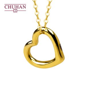 Wholesale 24k fine gold chain for sale - Group buy CHUHAN full gold peach heart pendant K Gold Necklace Pure AU750 Genuine Gold Chain for Women Wedding Gift k Fine Jewelry