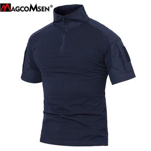 Magcomsen Camuflagem Verão Camuflagem Tático T-shirt Homens ACU Manga Curta Manga Exército Soldado Militar Combate Camiseta Treinamento Swat Camisetas 210714