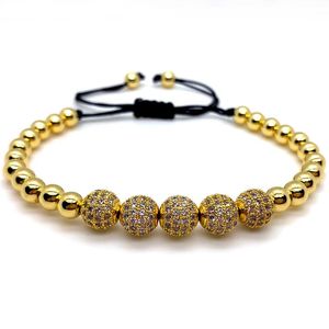 Charm Bracelets 8mm Disco Ball Bracelet Men 2021 Classic Luxury Gold Color Braided Macrame Rope Bead For Women Jewelry Gift