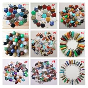 Healing Crystal Charms Point Turquoise Amethyst Rose Quartz Chakra Heart Moon Natural Stone Pendants For Necklaces Jewelry Making