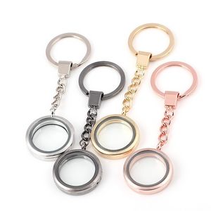 Silverguld Öppnande Floating Locket Nyckelringar Holder Runda Lockets hängsmycken Keychain DIY Fashion Jewelry Will och Sandy