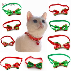 venda por atacado Série de Natal de gravata de estimação gravata coleira com um brilho strass gato animal de estimação decorações de Natal suprimentos acessórios pescoço alça BT20
