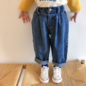 Höstflickor Lossa Casual Denim Pants Boys Barn 2 Färger Jeans Kids Bottoms 210508