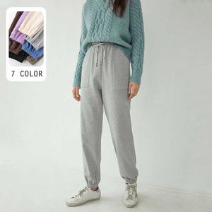 Fansilanen Multicolor High Waist Sweatpants Kvinnor Casual Streetwear Black Harem Byxor Höst Vinter Drawstring Lösa byxor 210607