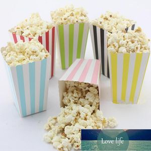 Cadeauverpakking 12 stuks Kleurrijk Dot Wave Gestreept Papier Popcorn Dozen Maïs Gunstzakjes Voor Snoep/Snack/Chips Bruiloft Kerstmis Verjaardag Filmfeest Fabrieksprijs Expert Design