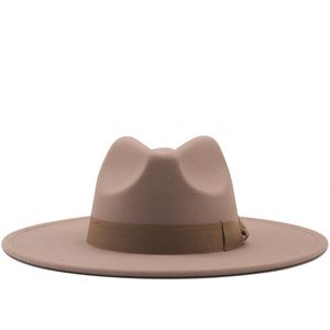 قبعات Fedoras بكميات كبيرة فيدورا قبعات نسائية كبيرة بحواف كبيرة للرجال قبعة رسمية للرجال والنساء والجاز بنما قبعات للرجال والنساء في فصل الشتاء إكسسوارات عصرية للبيع بالجملة 9 سنتيمتر