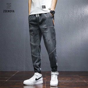 Zoenova Marka męska Dżinsy Harem Denim Spodnie Cargo Streetwear Jogger Hip Hop Bawełniane Spodnie Mężczyzna Niebieski Oversized 3XL 4XL 211108