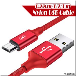 2.4A Type C Micro USB Cables DATA عالية السرعة لشحن البيانات لهاتف Android 0.25cm 1m 2m 3m