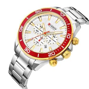 男の腕時計のためのファッションスポーツのステンレススチールバンドの時計新しいクロノグラフ防水30m腕時計レオリージョマスカリノQ0524