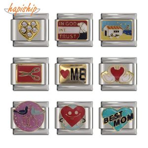 Charms Hapiship Top 9mm Width Original Daisy MOM Heart Love Birds Italian Charm Bracelet Stainless Steel Jewelry Making DJ059