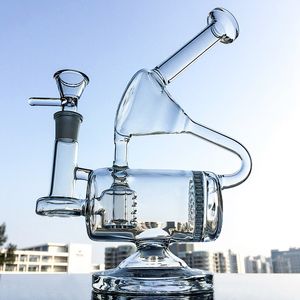 Unique Hookahs Special Large Glass Bong 9 Inch Water Pipe Big Recycler Dab Rig Comb Perclator Bongs Inline Perc Oil Rigs 14mm Joint Smoking Pipes With Bowl