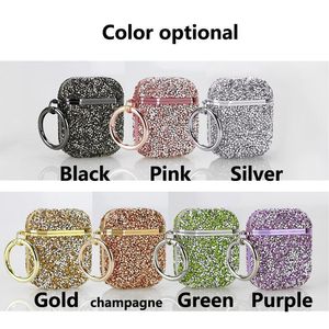 Luxury Diamond Bling Earphone AirPod Pro Fall Glänsande Trådlös Bluetooth Laddningslåda för Apple AirPods Cover Fundas Air Pods 1 2 Rhinestone Case