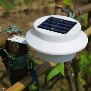 Garden 3 LED Solar Power Fence Grondaia Light Super Bright Outdoor Yard Corridoio Lampada da pannello - Bianco caldo