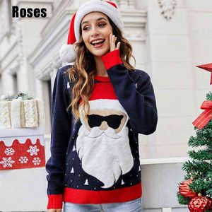 2021 Brutto maglione di Natale per regalo Babbo Natale Pullover Donna Maglie Donna Caldo Top Autunno Inverno Moda Maglione Abbigliamento Y1118