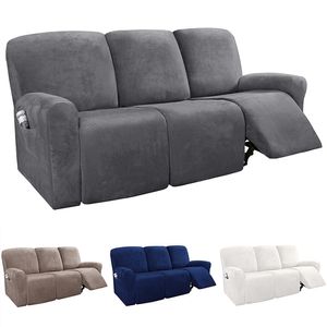 All-inclusive Recliner Sofa Cover for 3 Seat Elastic Chair Slipcover Suede Couch Armchair Non-slip Protector 210909