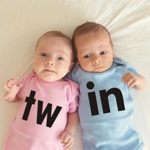 Hampers Tw en letra Impresión Nacido Infantil Bebés Bebés Niñas Body Body Twins Mamelas Mono Mono Trajes Hipster Ropa M