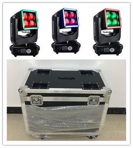 4 pcs Wth Roadcase Pro Stage DJ Disco Beam Lavagem 2-em-1 Zoom Movimento Híbrido 4 * 60W RGBW 4-IN-1Matrix LED Moving Head Zoom Luz