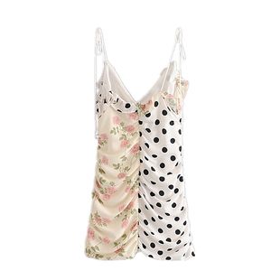 SexyClub Vintage Dot Floral Print Asymmetrical Мини Платье Женщины Прерии Шикарные Работы Ремень Правления Пратбов Vestidos Mujer 210514