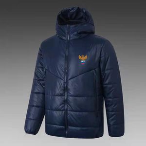 Russland Herren Down Hoodie Jacke Winter Freizeitmantel Full Reißverschluss Sport im Freien warme Sweatshirt Logo Custom