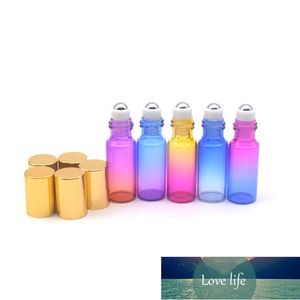 50 шт. 5 мл Градиентная красочная рулонная стеклянная бутылка для эфирных нефтяных парфюмерных образцов пустой ролик на шариковую бутылку бесплатно
