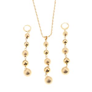 Gold Beads Pendant Necklaces Earrings For Women Yonth Girls 5pcs Round Balls Necklace Jewelry Sets