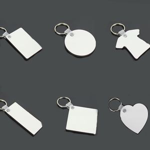 Party Favor Keychain Sublimation Various shapes MDF Square Wooden Pendant Thermal Transfer Double-sided Ring White DIY Gift 60*40*3mm Density board A03