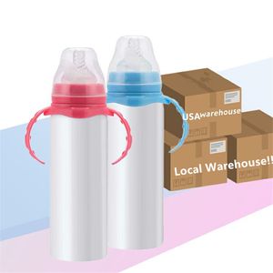 Местный склад !!! Сублимация 8 унций Spippy Cup Straight Baby Bottle Bottle Stainnless Portable Kids кружки с двойной стенкой вакуумной кормление кормление кормление для кормления US-Abroad Moder