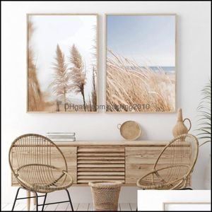 Paintings Arts, Crafts Gifts Home & Gardenreeds Prints Sea Grass Art Plants Nature Scenery Wall Picture Room De Canvas Painting Nordic Style