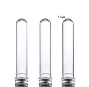 100pcs/lot 40ml Transparent Mask Bath Salt Test PET Tube Bottle 40cc Clear Plastic Bottles Cosmetic-Tube With Aluminum Cap SN3204