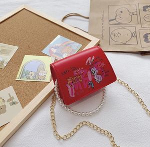 Designer Girls Change Purse Mode Barn Kartoom Pearl Handväskor Söt Kids Casual Chain Messenger Väskor Mini Wallet F215