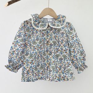 Spring Autumn Kids Girl Long Sleeve Floral Shirt Infant Baby born Clothes Printing 210429