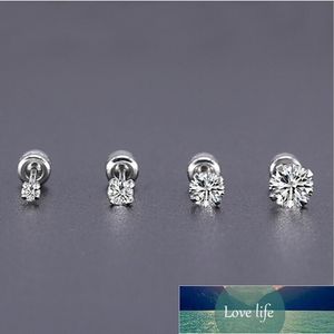 Wholesale clean stainless steel jewelry resale online - Stud L Stainless Steel Screw Earrings With AAA Round Clean Zircon Earring No Fade Allergy Free Quality Jewelry