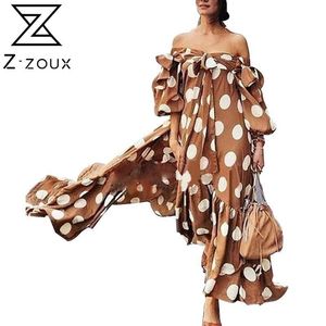 Kobiety Dress Dot Dring Off Ramię Bohemia Es Sexy Długi Długotek Maxi Luźnie Oversized Plus Size Es Jesień 210524