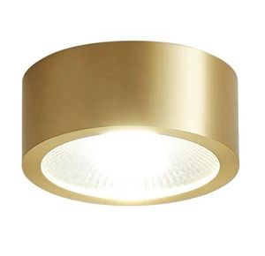 Miedź Zamontowany Downlight LED Ultra-Thin Non-Otwarcie Tło Wall Sufit Spotlight Nordic Wejście Korytarz Małe światło