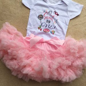 Bebek Kız 1st Doğum Günü Giysileri Set Toddler Romper ve Tutu Etek Kıyafet Küçük Bebe Pooty Kostüm 210529