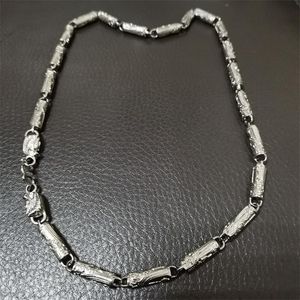 Chinesischer Stil „Chinese LONG“-Kettenkopf-Halskette aus Edelstahl in Silberton für Herren