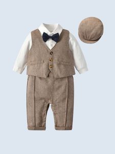 Baby Schleife vorne abnehmbarer Riemen 2 in 1 Overall Weste Jacke mit Hut SIE