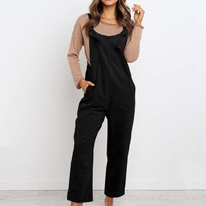 Women's Jumpsuits & Rompers Women Casual Straight Loose Solid Color Suspender Slim Fit Trousers Overalls Straps Jumpsuit