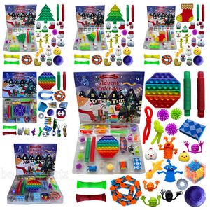 Voorraad stks set Kerst Fidget Toys Xmas Countdown Kalender Blinde dozen Sensory Pack Styles Advent Kalender Kerstbox ZZA3433