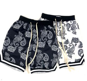 Harajuku streetwear shorts homens bandana padrão moda verão hip hop casual fundos elásticos wais homem calças