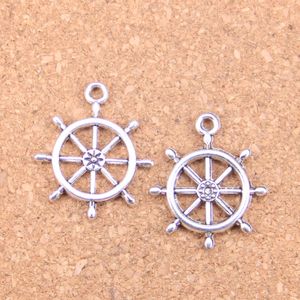 60pcs Antique Silver Bronze Plated rudder helm Charms Pendant DIY Necklace Bracelet Bangle Findings 27*23mm