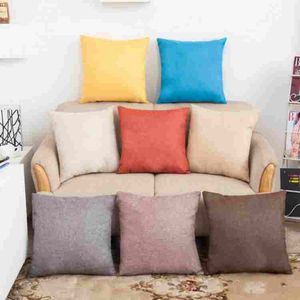 Vintage Plain Pillow Cover Decorative Cotton Linen Throw Pillow Cases Home Comfortable Solid Color Pillowcase